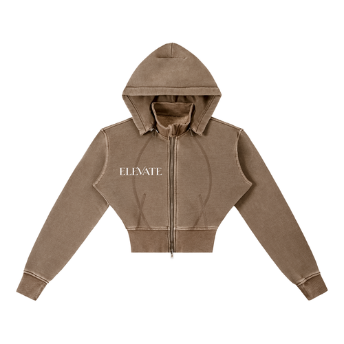 Vintage Washed Cropped Fleece Hoodie