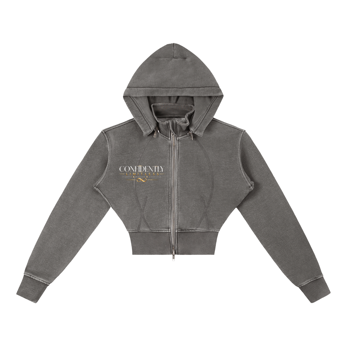 Vintage Washed Cropped Fleece Hoodie
