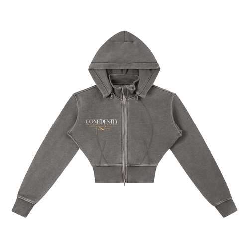 Vintage Washed Cropped Fleece Hoodie