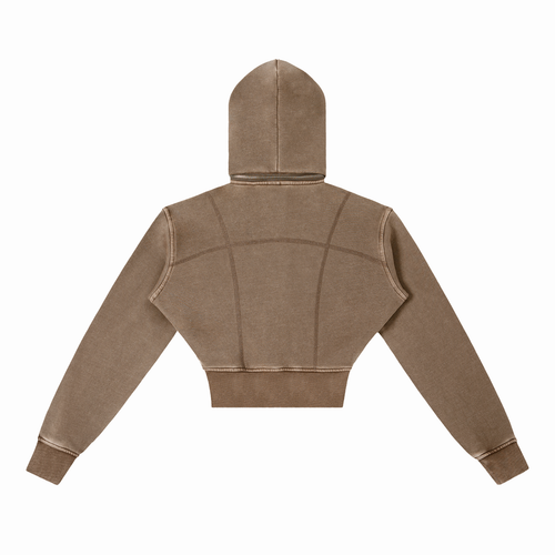Vintage Washed Cropped Fleece Hoodie
