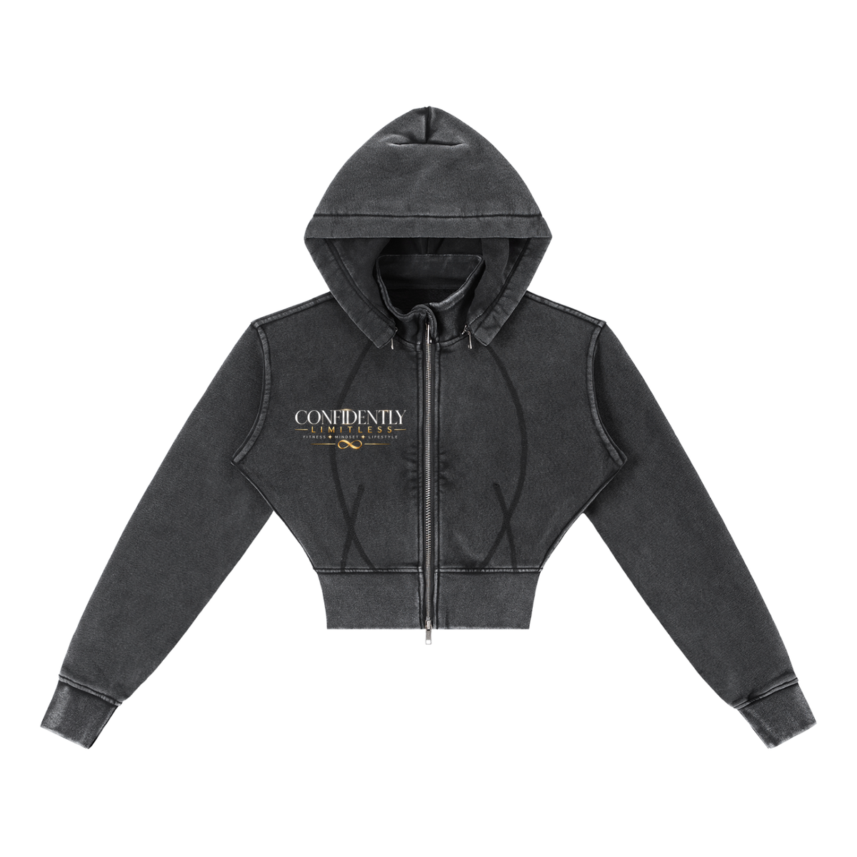 Vintage Washed Cropped Fleece Hoodie