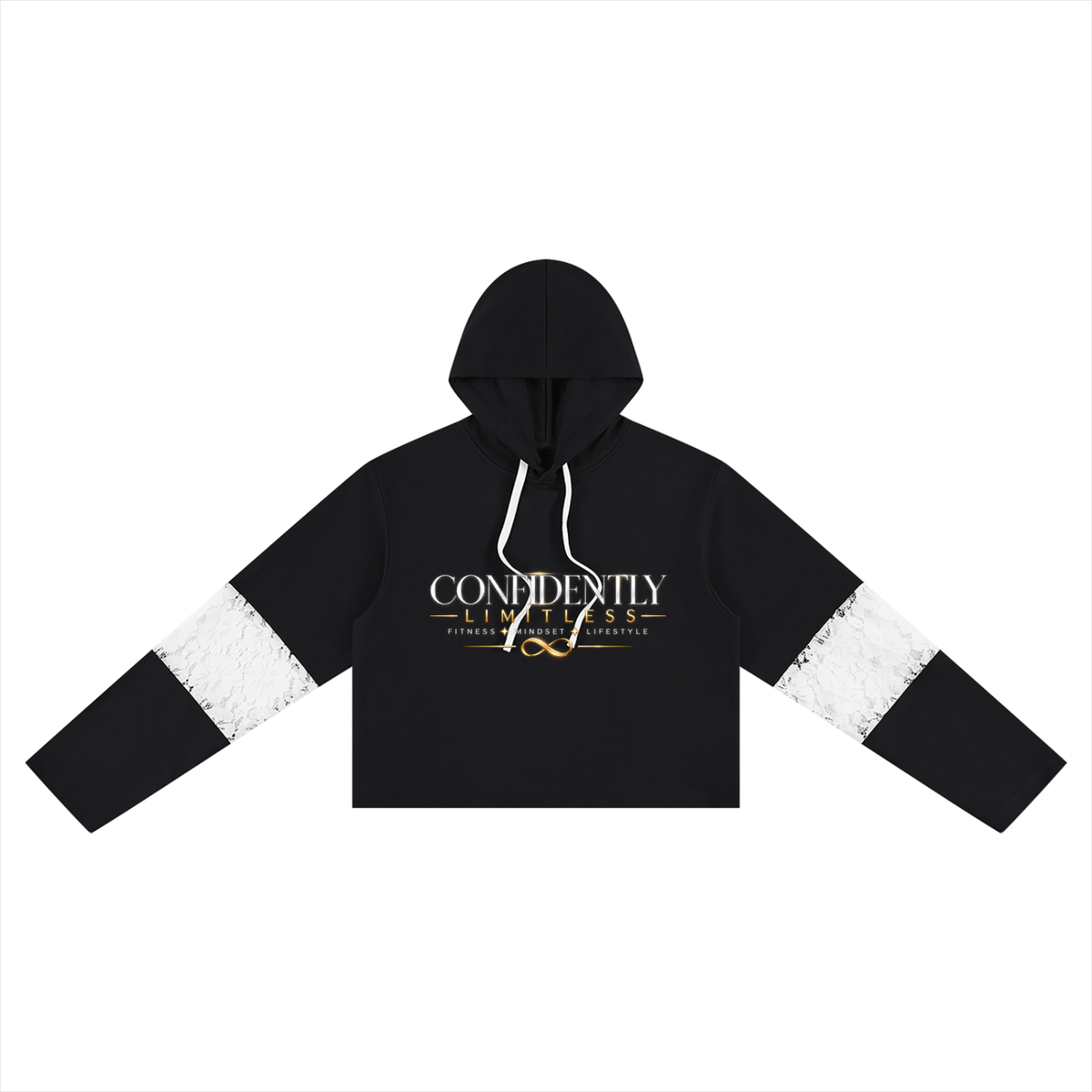 Women’s Cropped Lace-Panel Hoodie