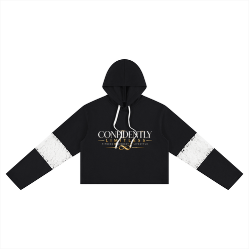 Women’s Cropped Lace-Panel Hoodie