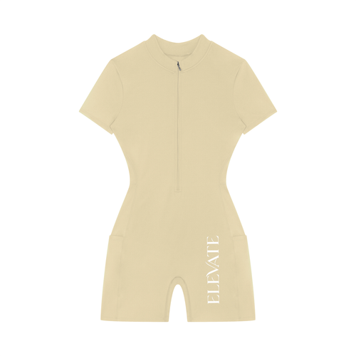Women's Quarter-Zip Short Sleeve Romper