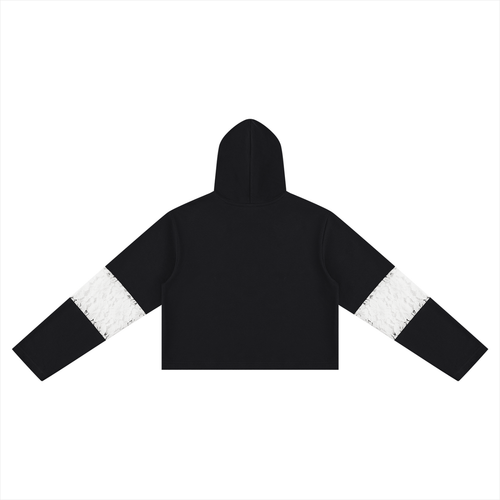 Women’s Cropped Lace-Panel Hoodie