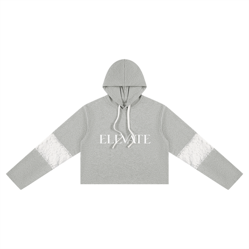 Women’s Cropped Lace-Panel Hoodie